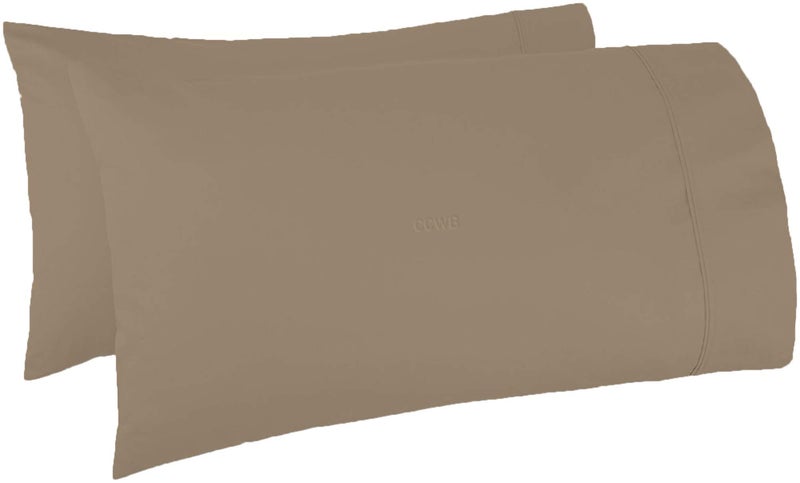 trendbeddingmart Trend Bedding Mart Oversize Pillow Case Extra Large Fits Even The Fluffiest Pillows Including The Pancake Pillow Extra Tall Pillowcase Luxury 100% Egyptian Cotton 600 Thread Count(King  Taupe) - Image 1